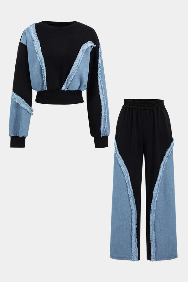 Denim set met top en pantalon