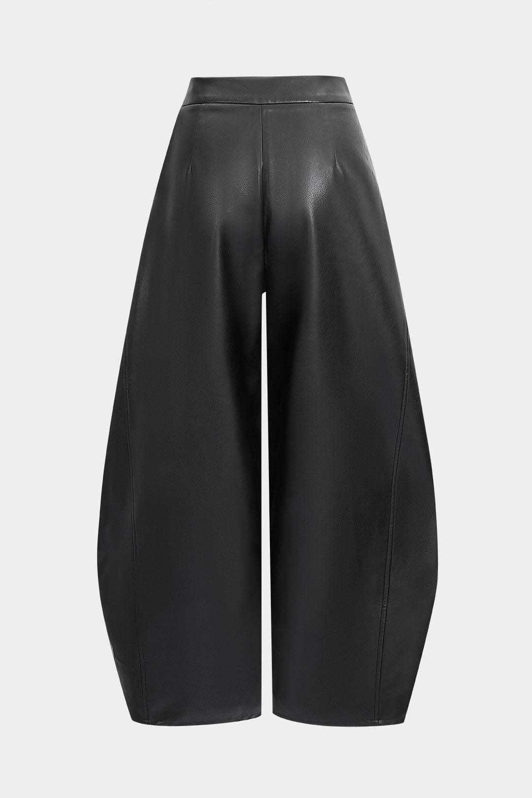 Leren-look metallic pantalon met rits en opengewerkt detail