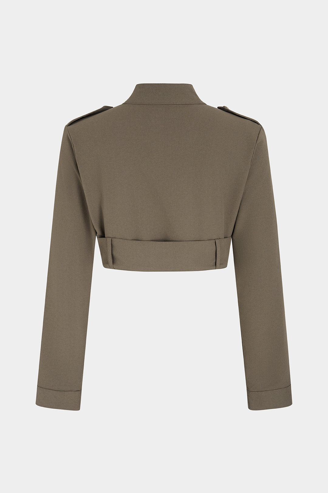 Cropped jasje met dubbele knopenrij en riem