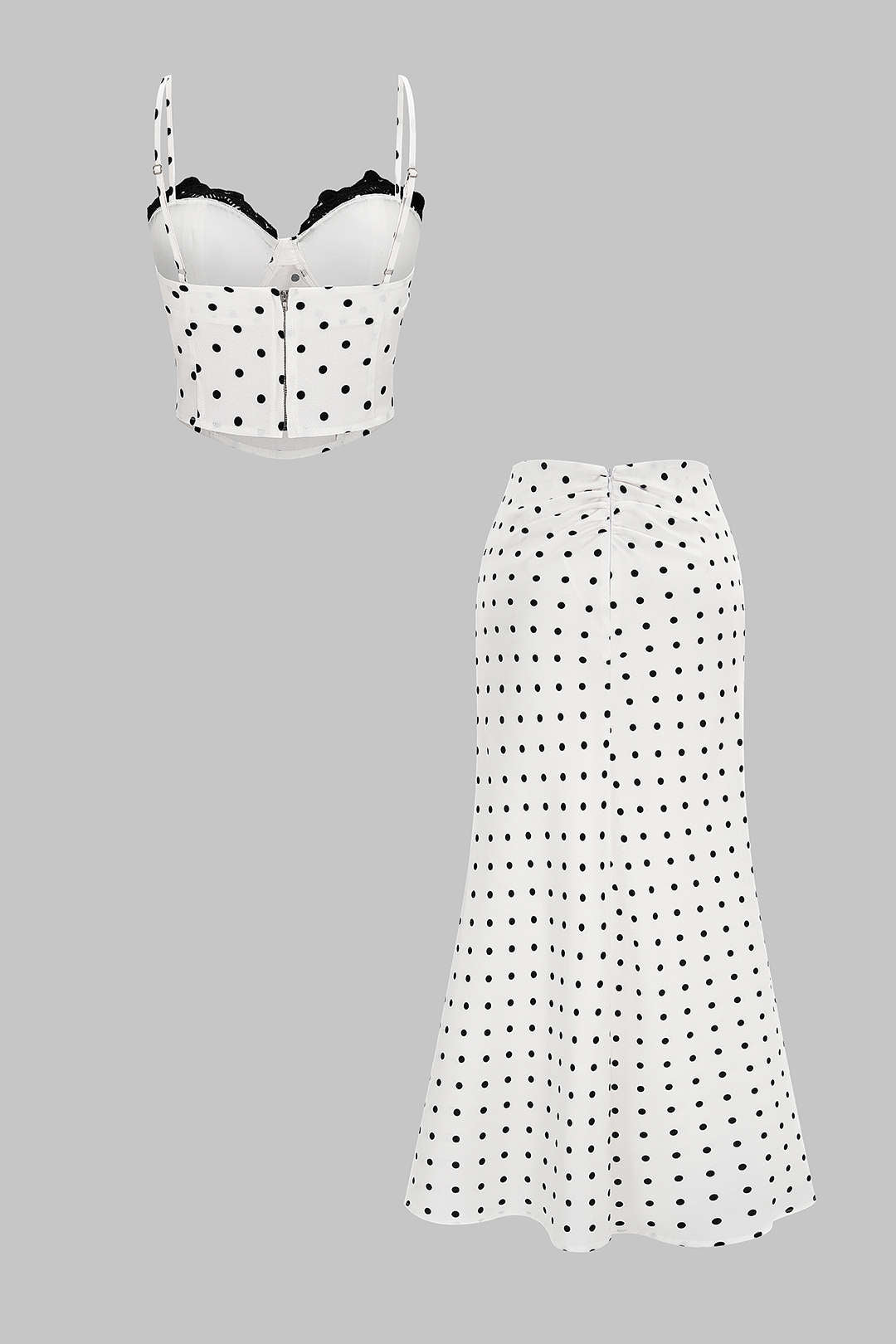 Gestipte set met top en rok