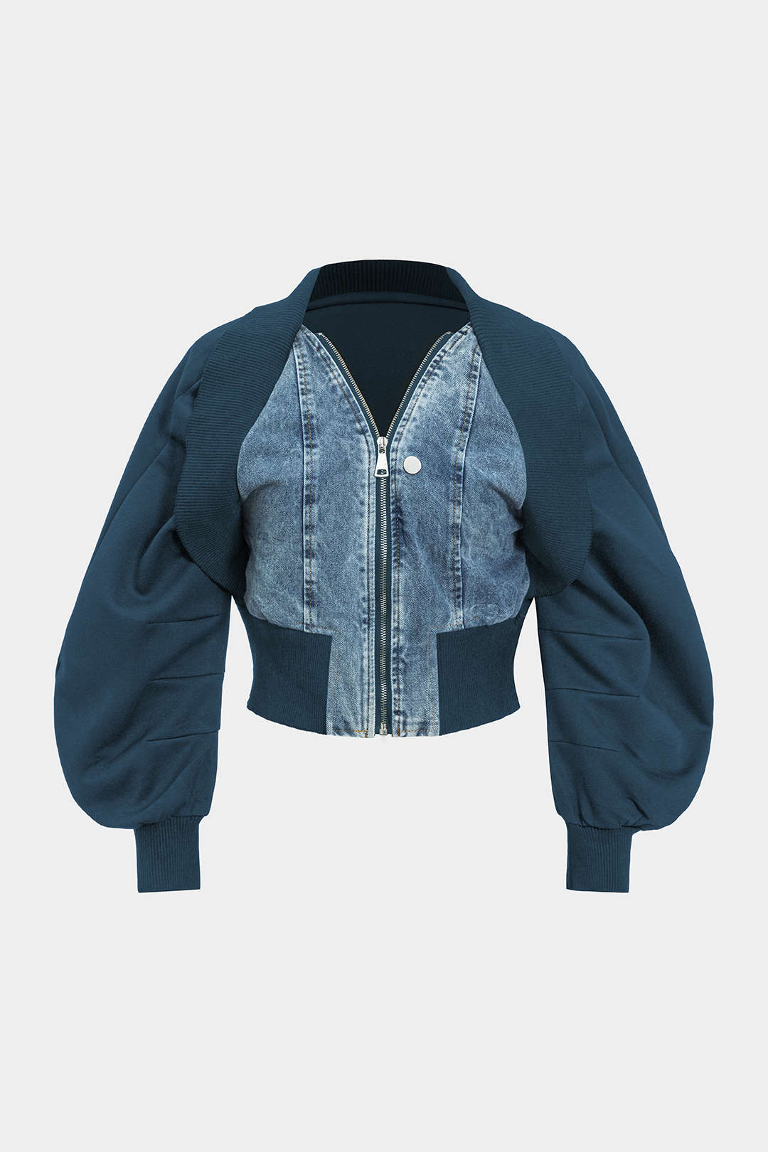 Patchwork denim jasje met rits