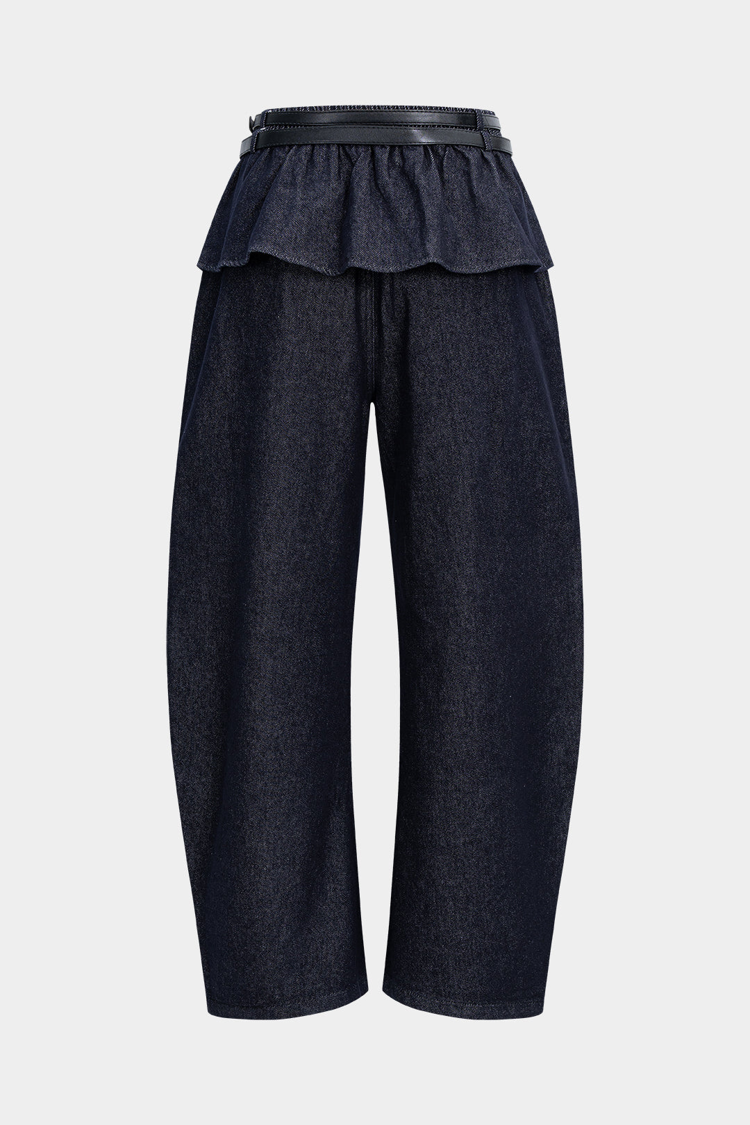 Jeans met riem en smokwerk