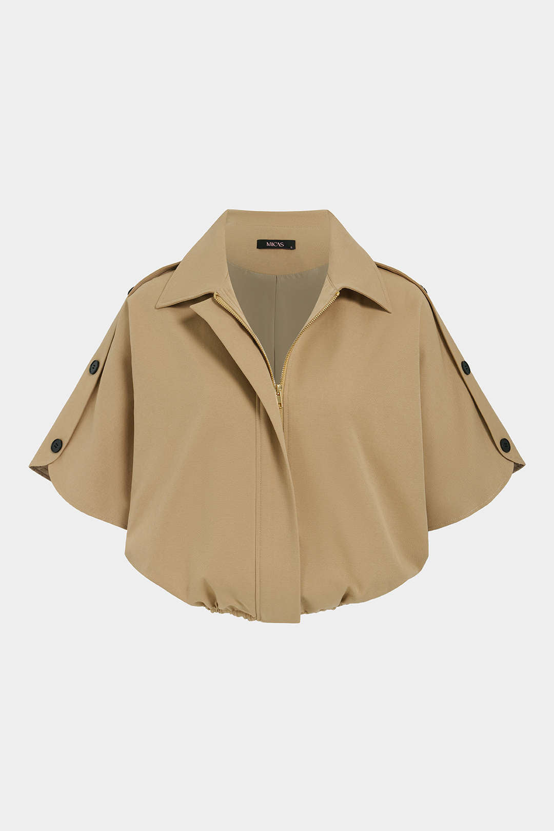 Blouse met revers, rits en korte mouwen