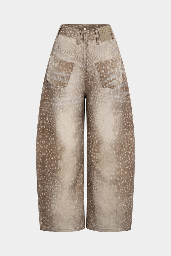 Gestipte jeans met rits en zakken
