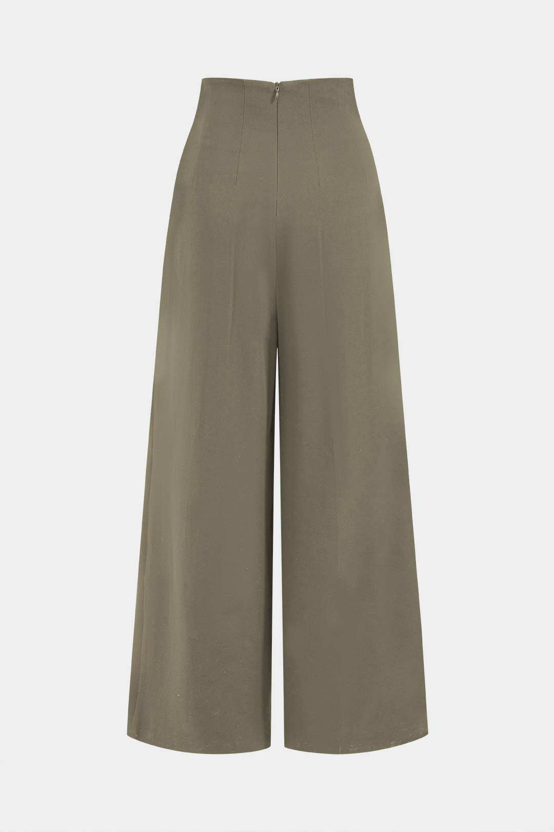 Geplooide asymmetrische pantalon met wijde pijpen