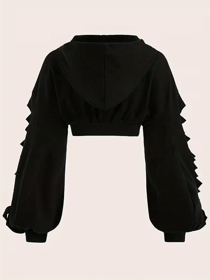 Cropped Bolero Hoodie met Rits