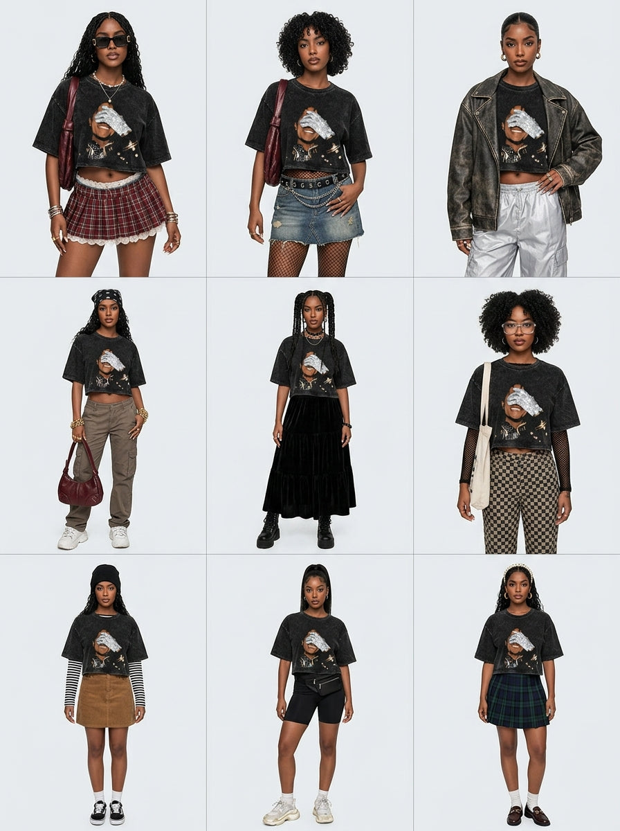 Michael Jackson - Vintage Tshirt cropped stijl - Diepgrijs