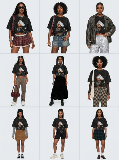 Michael Jackson - Vintage Tshirt cropped stijl - Diepgrijs
