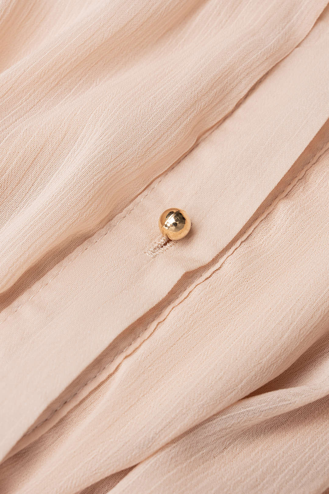 Chiffon geplooide midijurk met ronde hals en riem