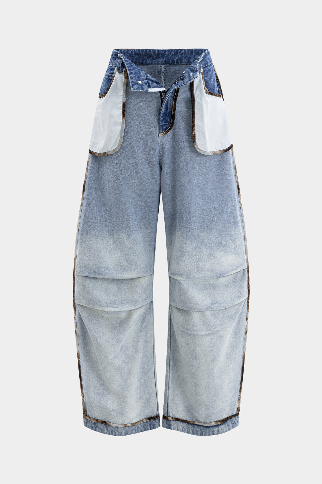 Jeans met ruches, zakken en wijde pijpen