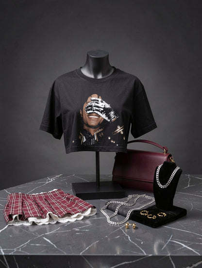 Michael Jackson - Vintage Tshirt cropped stijl - Diepgrijs