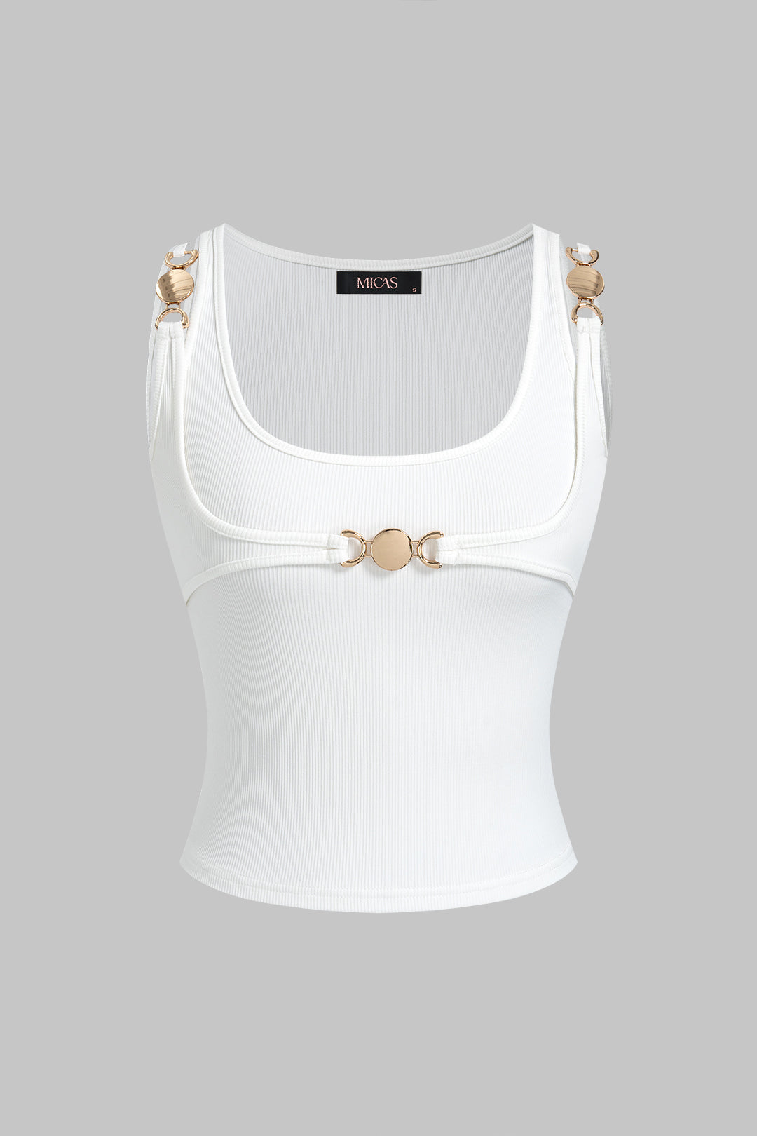 Demi - Metallic tanktop met ronde hals