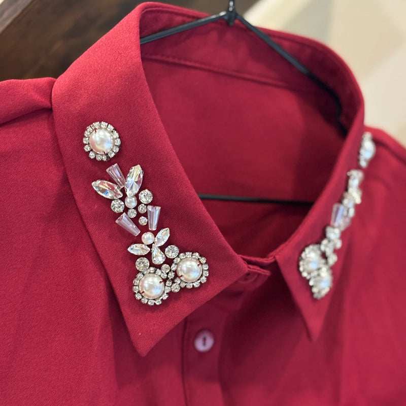 Diamant- en parel afneembare kraag