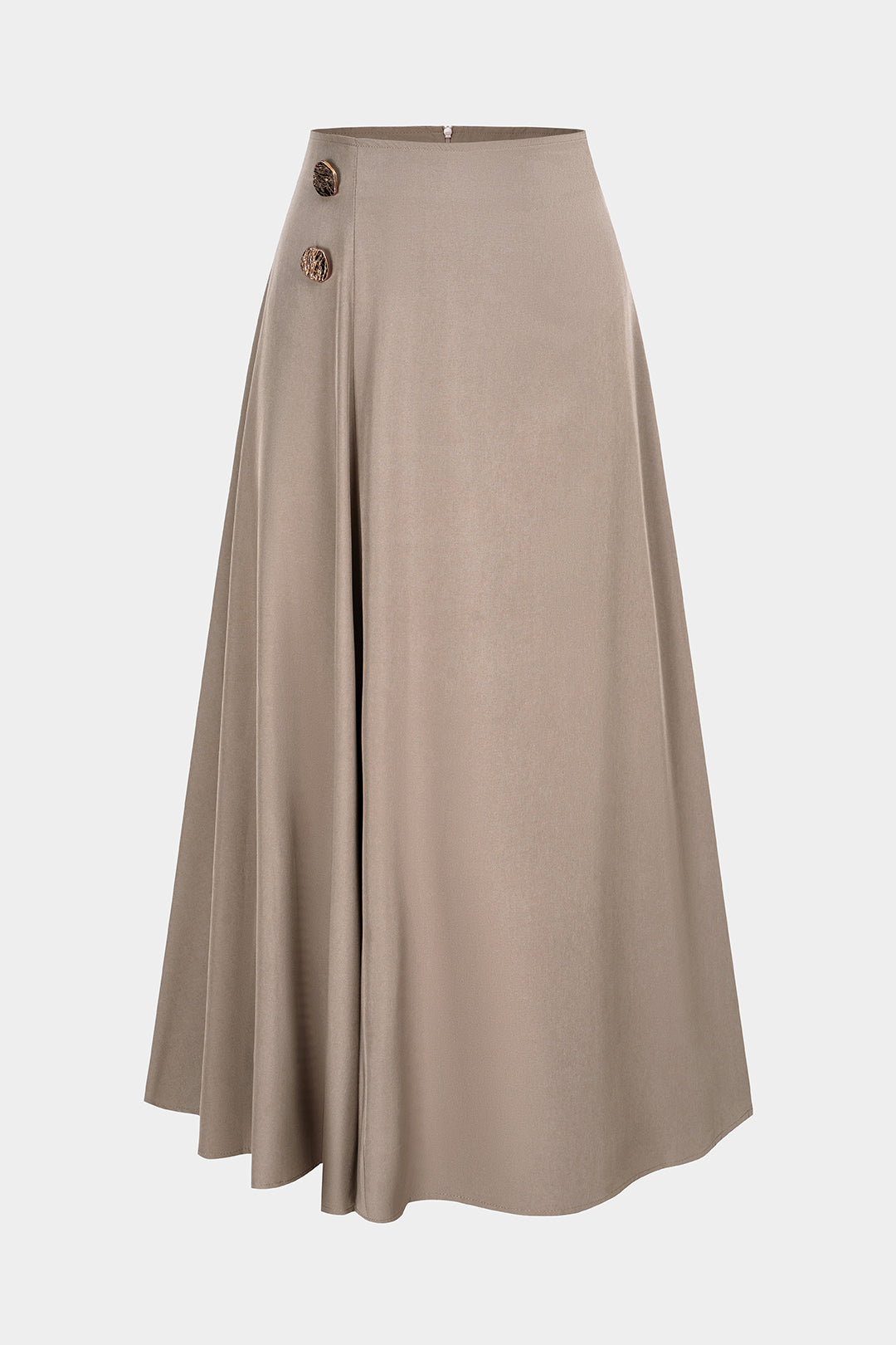 Effen metallic rok met knoopjes, hoge taille en A-lijn