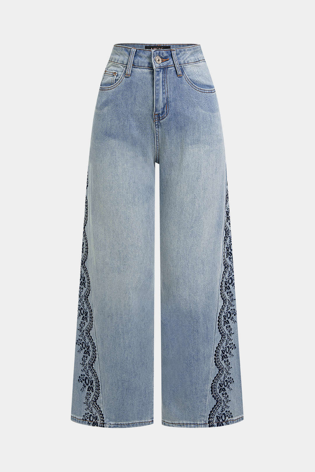 Jeans met borduursel en rechte pijp