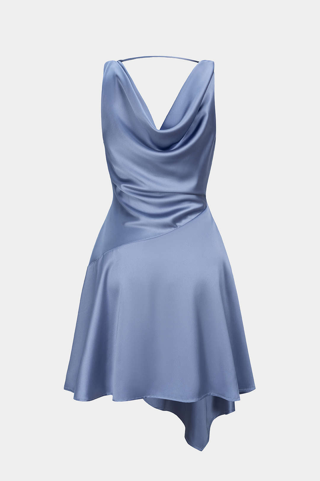 Satijnen asymmetrische minijurk met drapering