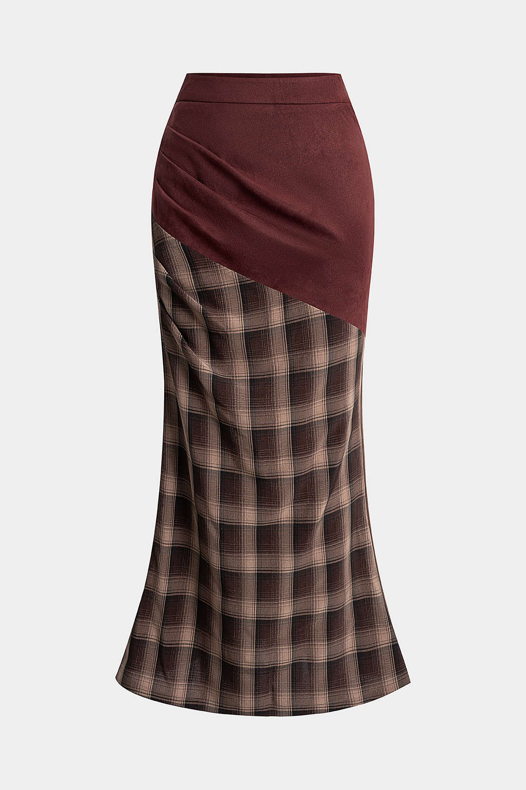 Suède patchwork rok met hoge taille