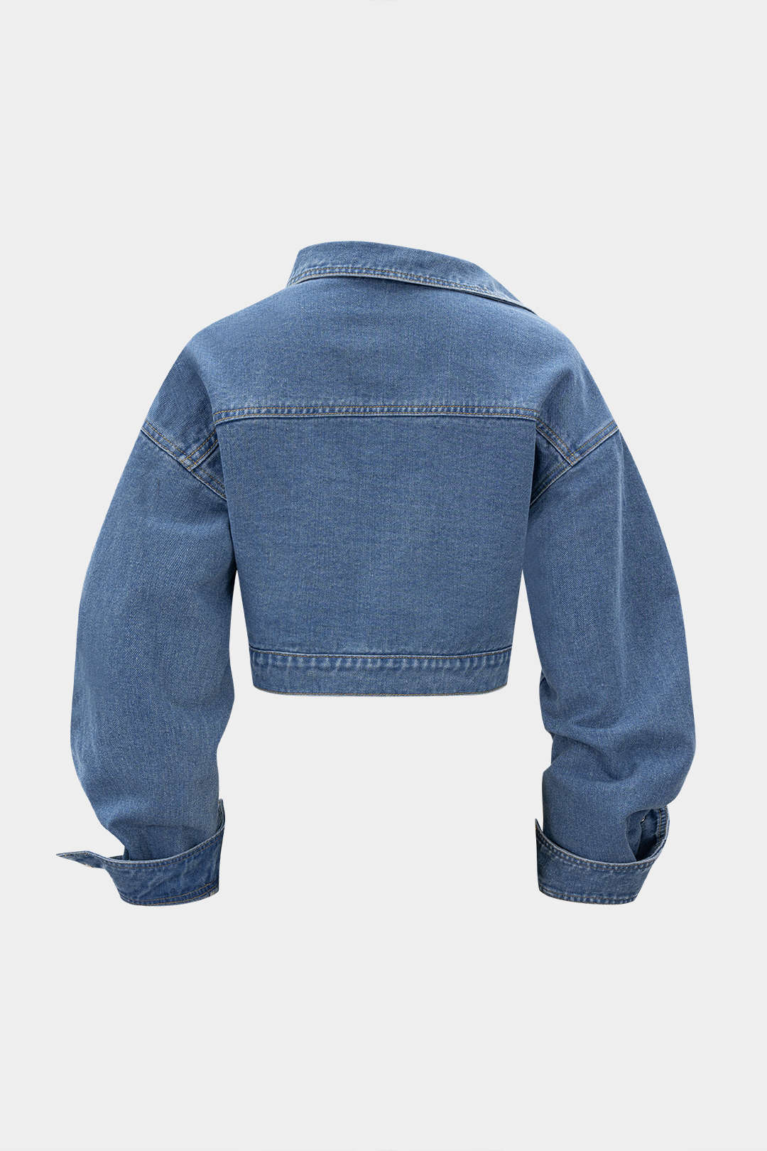 Denim asymmetrisch jasje met rits en lange mouwen