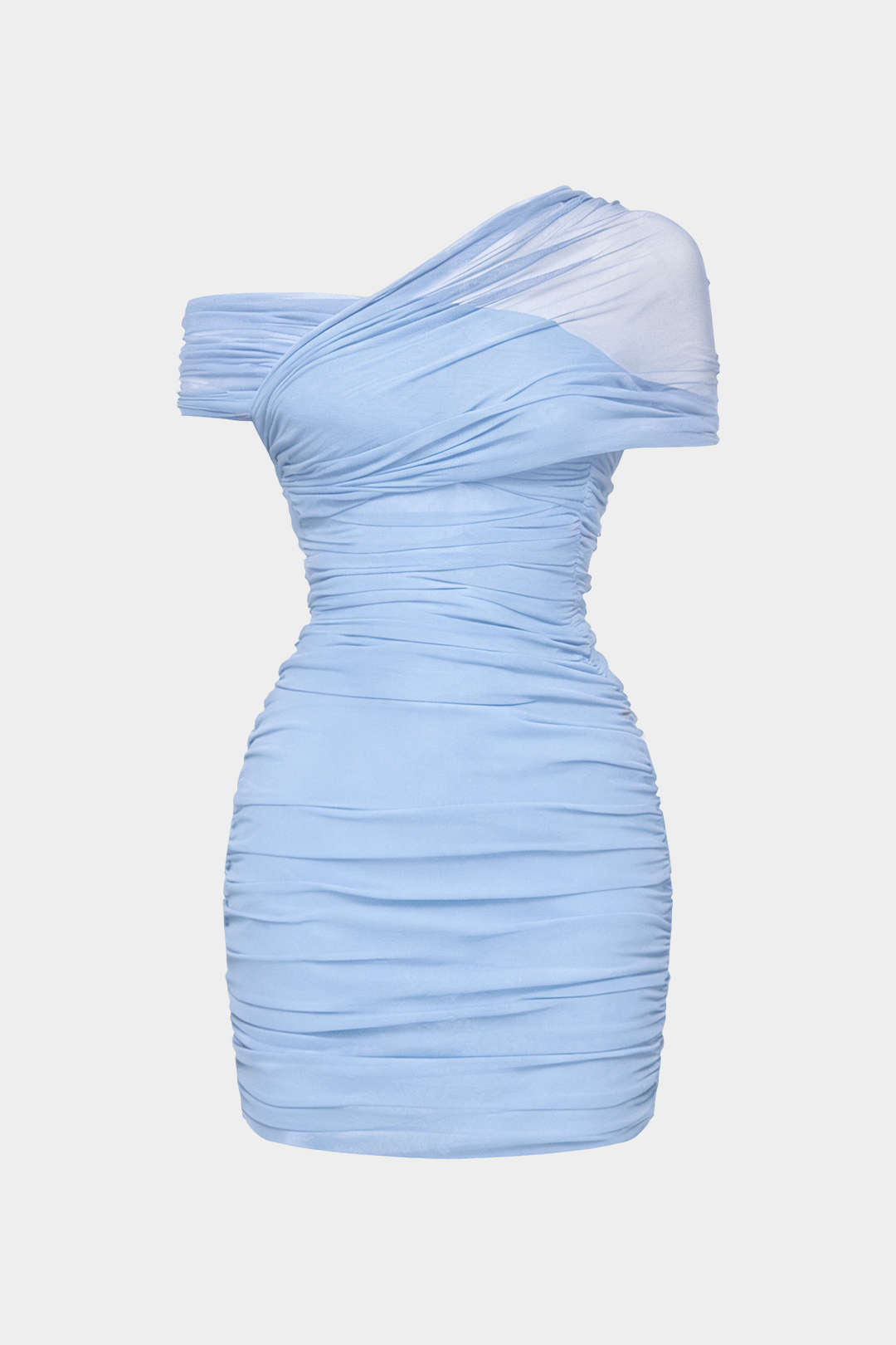 Mesh asymmetrische minijurk met één schouder