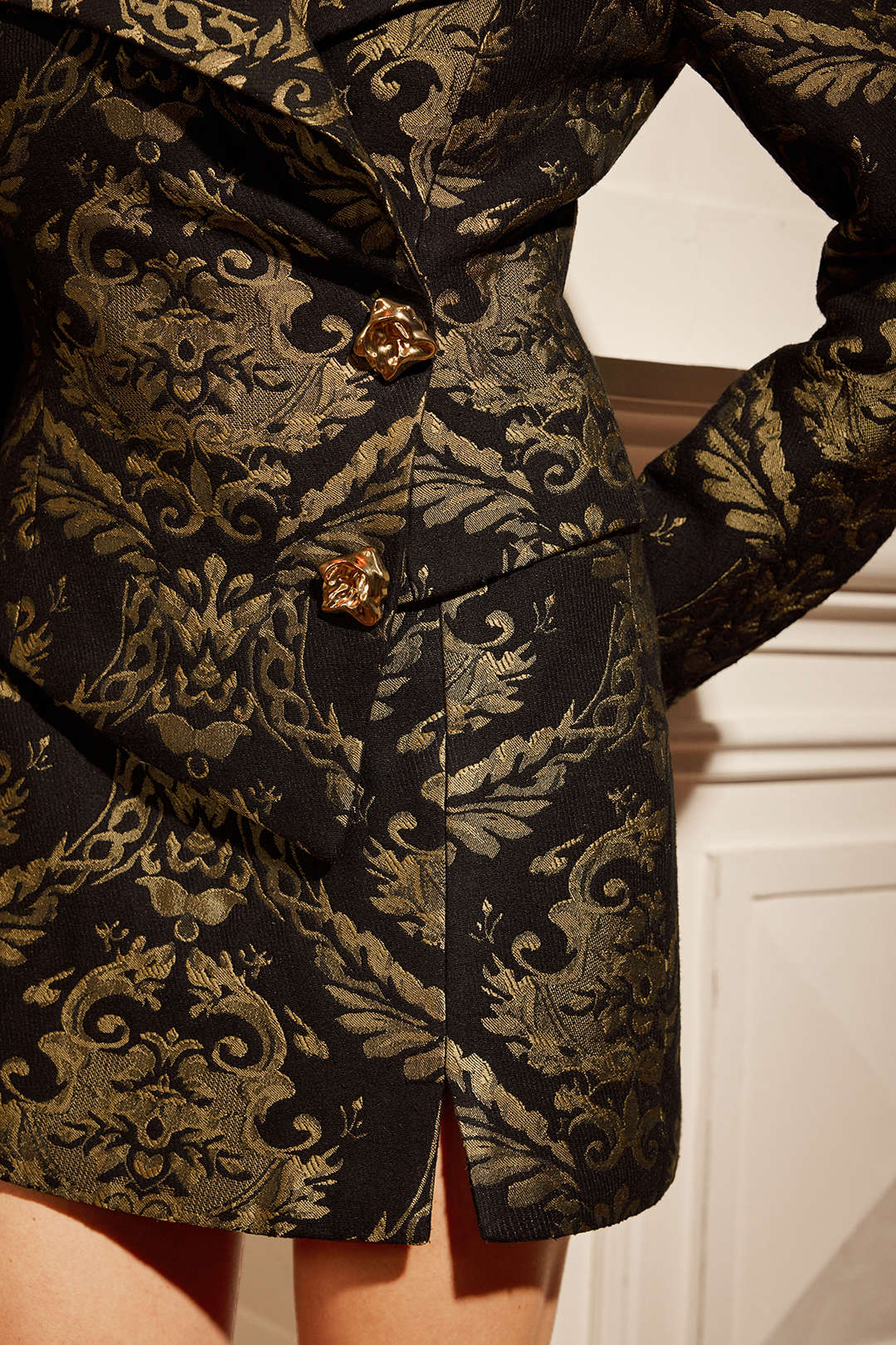 Jacquard asymmetrische blazer met knoopjes