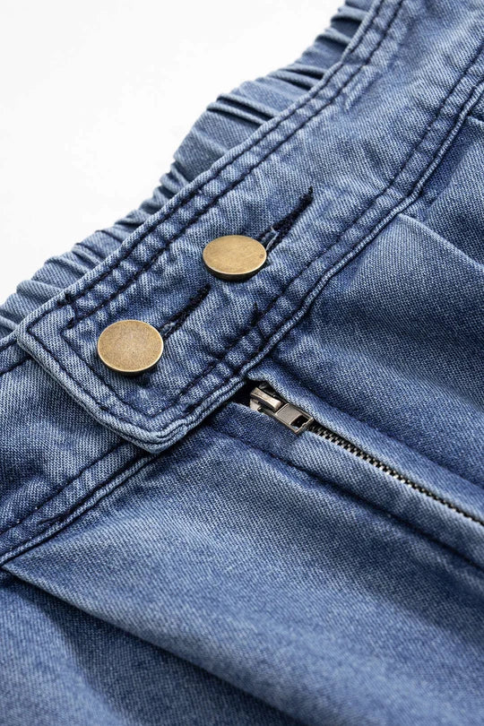 Denim jeans met hoge taille, ritssluiting en ballonmodel