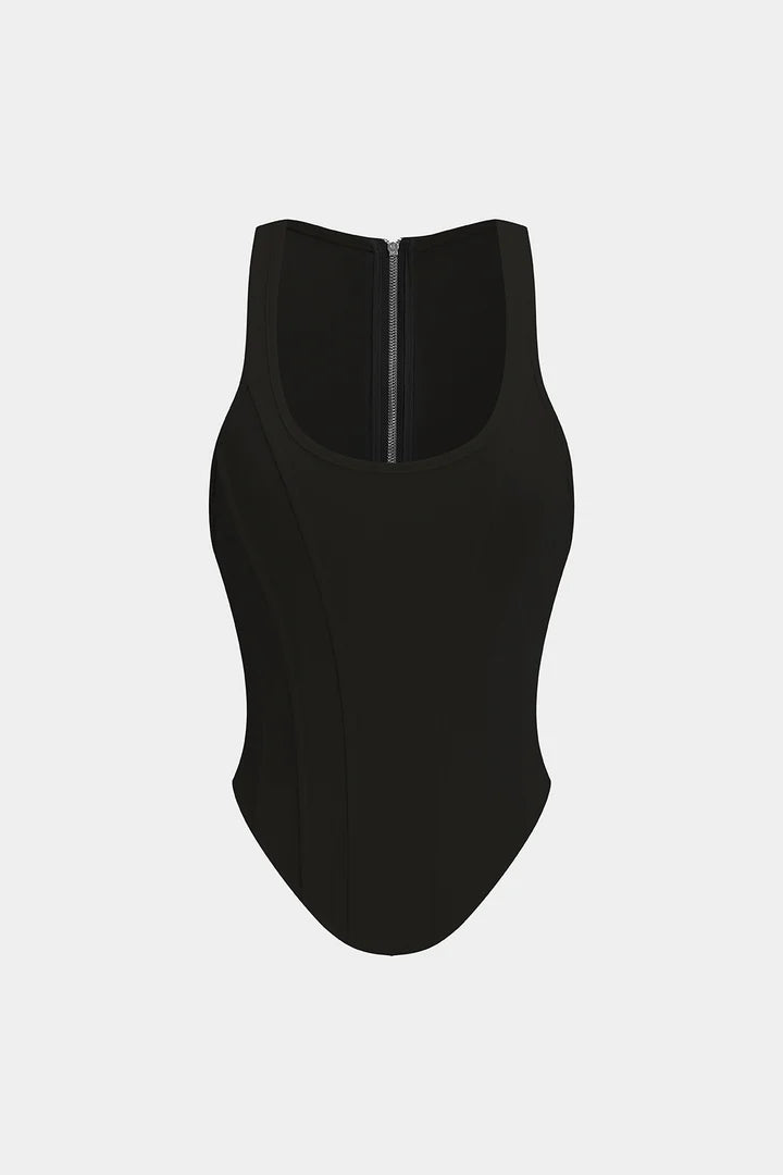 Tanktop met ritssluiting en korsettaille