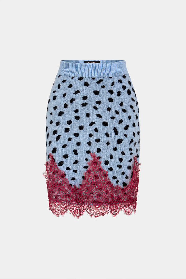 Gebreide gestipte rok met kanten rand