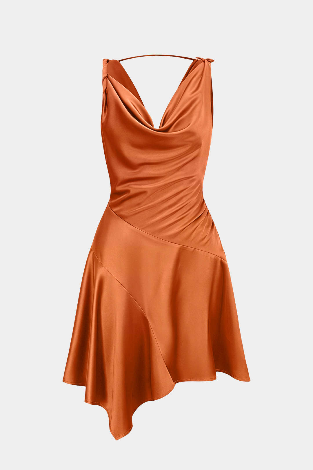 Satijnen asymmetrische minijurk met drapering