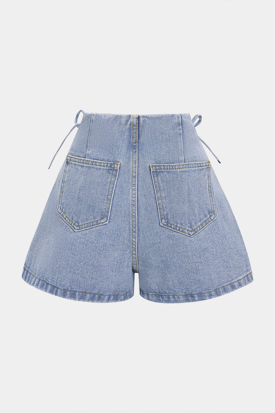 Denim short met strik, hoge taille en wijde pijpen