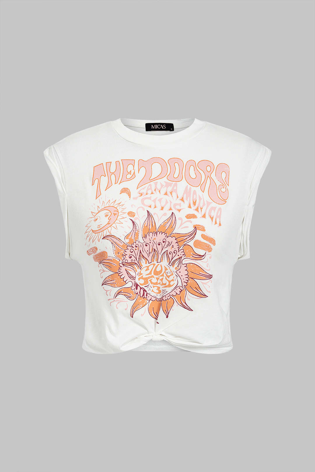T-shirt met knoopdetail en korte mouwen