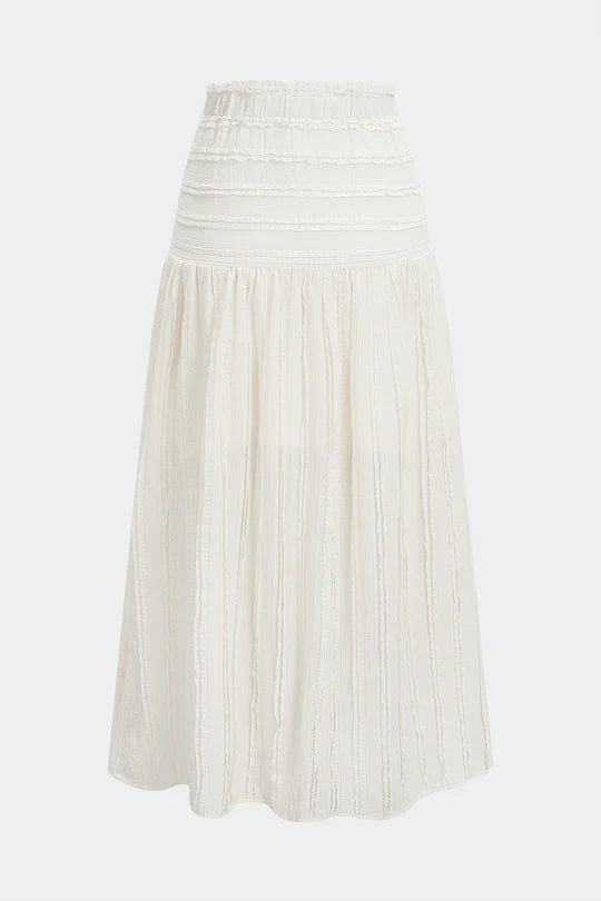 Rok met hoge taille en getextureerde geschulpte rand