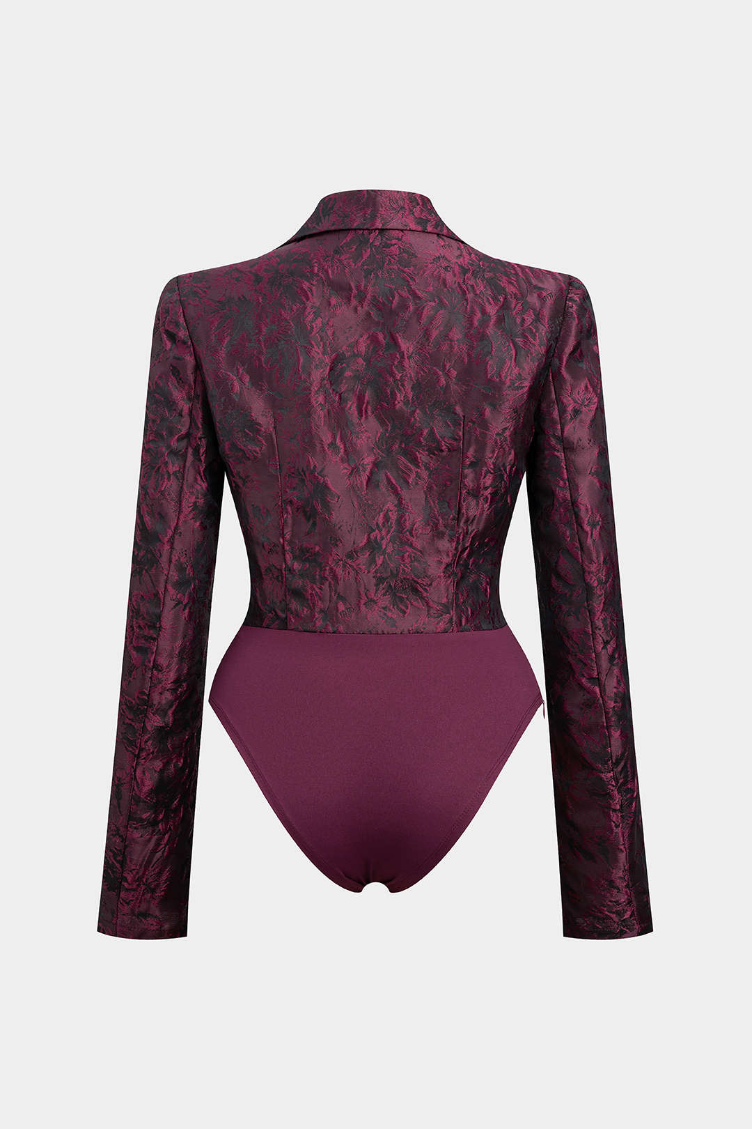 Bloemenprint jacquard body met reverskraag en lange mouwen