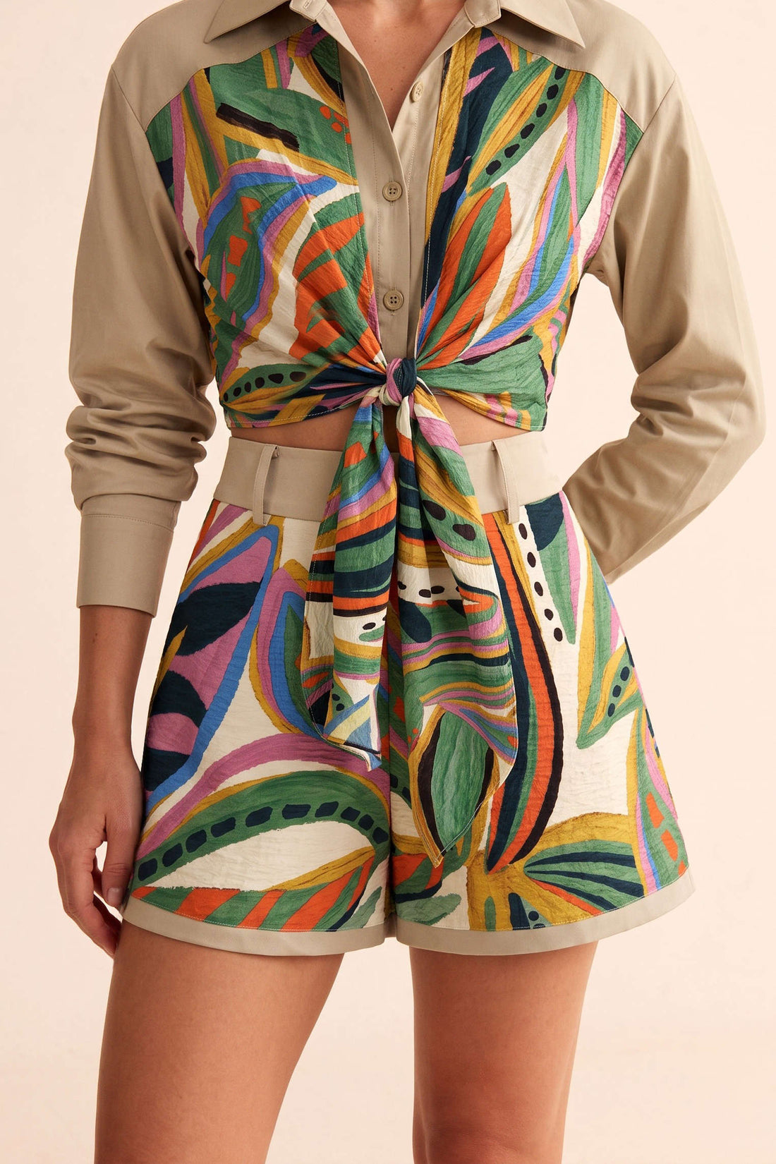 Patchwork short met rits