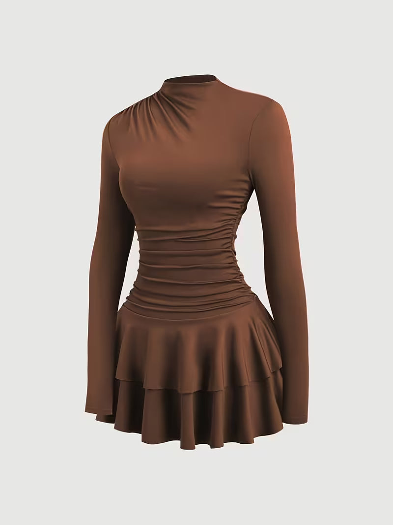 Elegante Geplooide Coljurk met Lange Mouwen