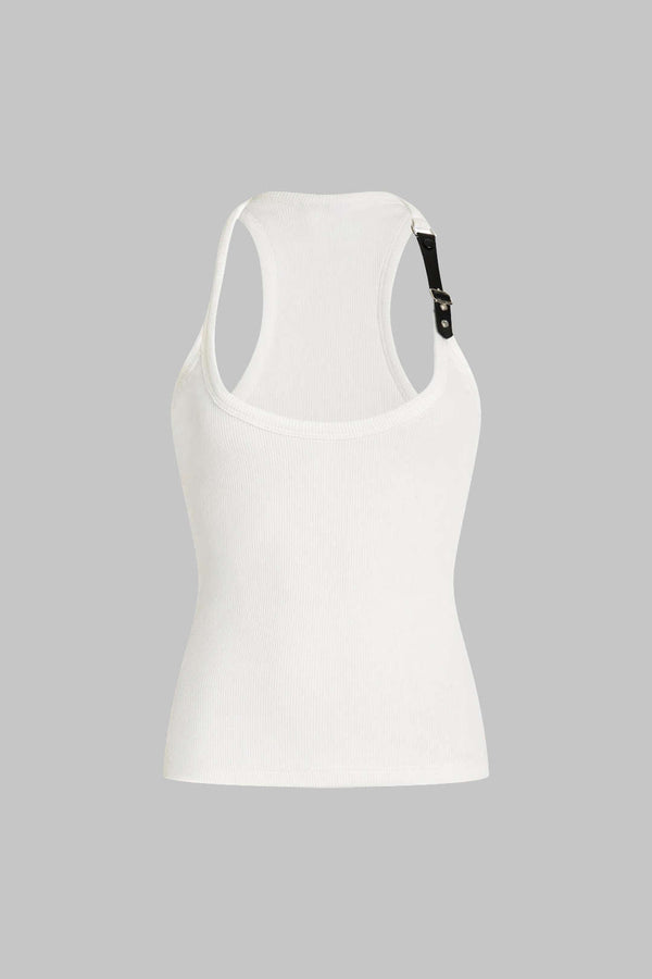 Metallic geribde tanktop