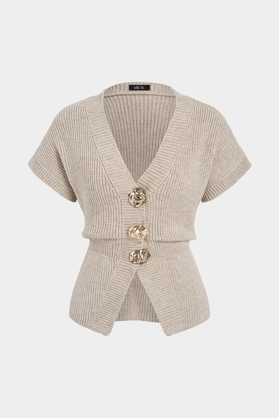 Gebreid gilet met V-hals en knoopjes
