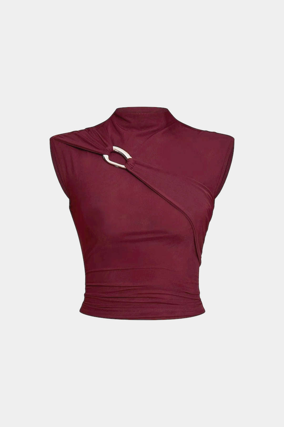 Metallic asymmetrische tanktop met opstaande kraag