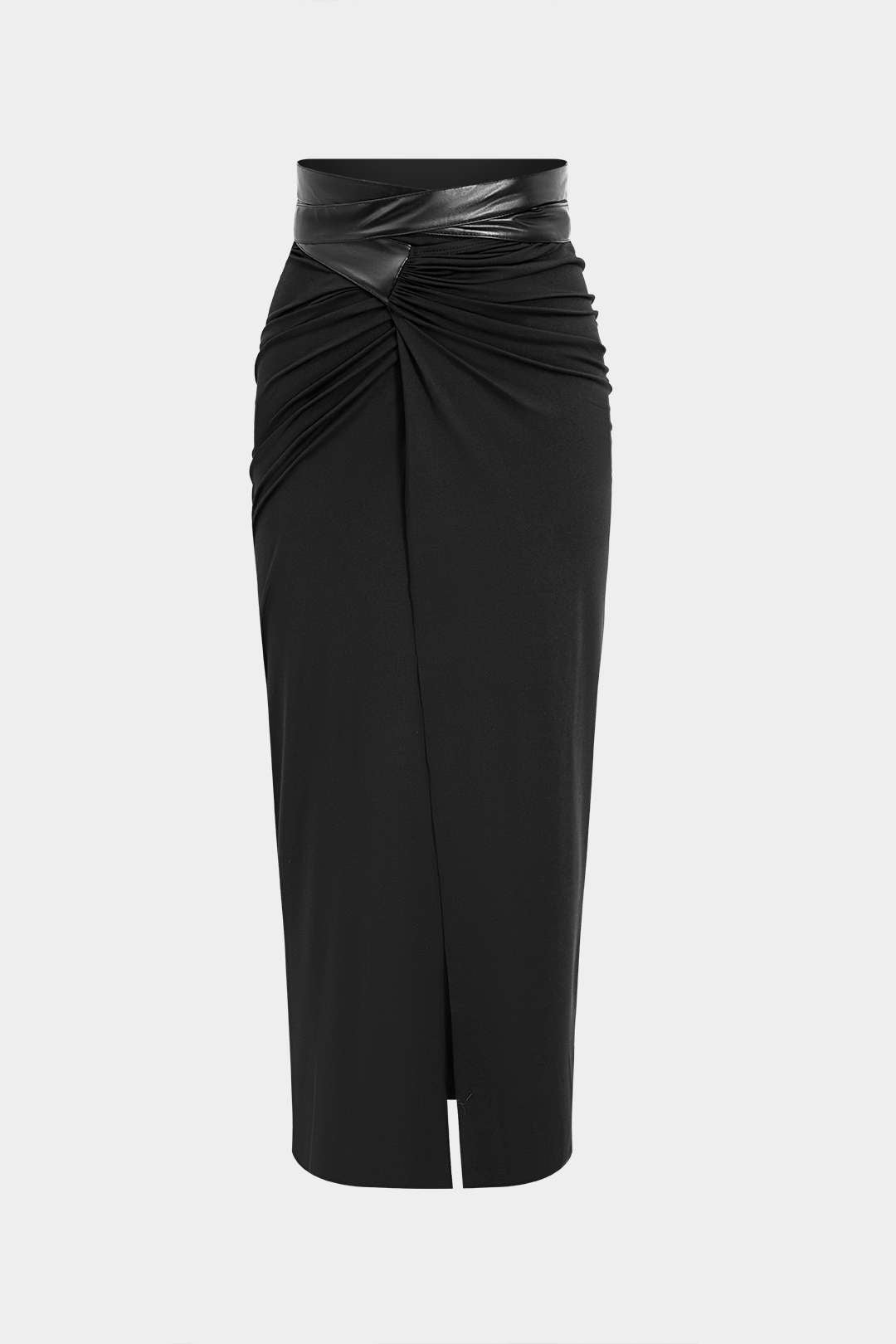 Kiki - Leren-look patchwork rok met ruches