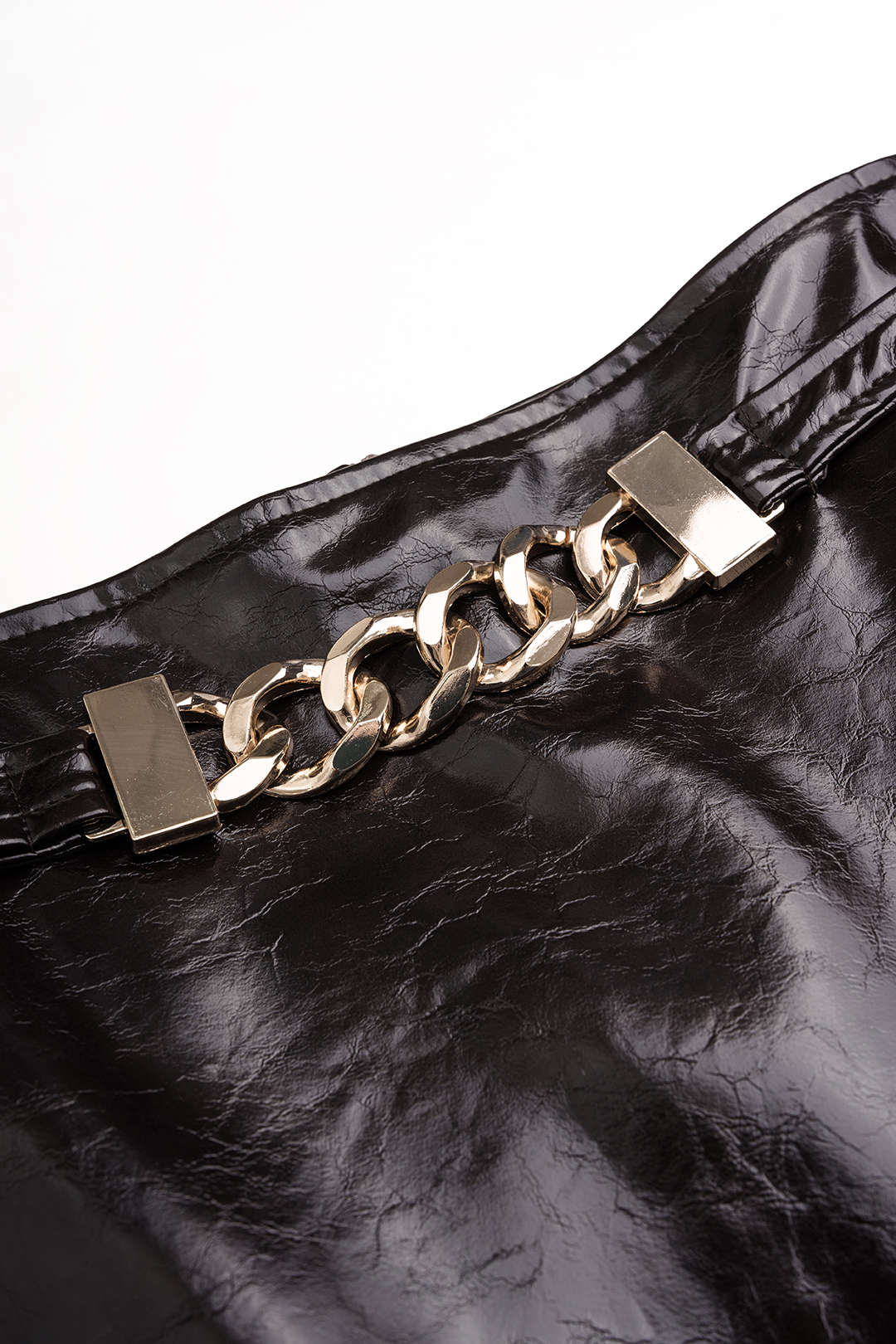 Leren-look metallic minirok