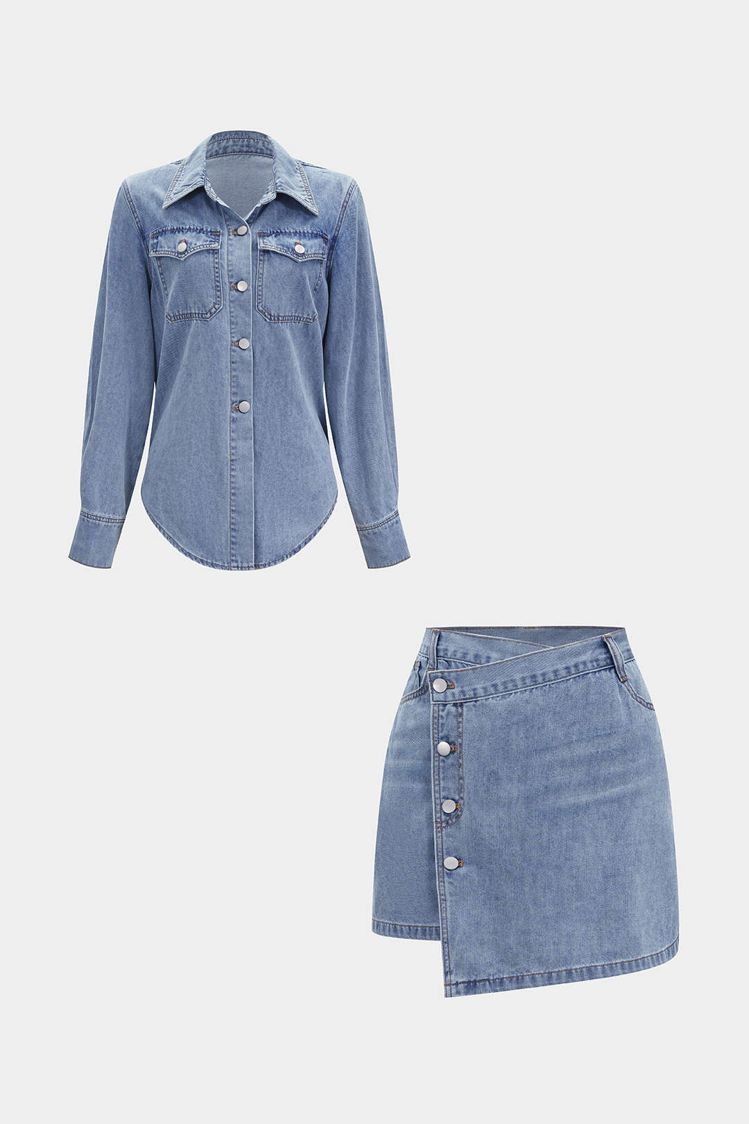 Wende - Denim set met top en minirok