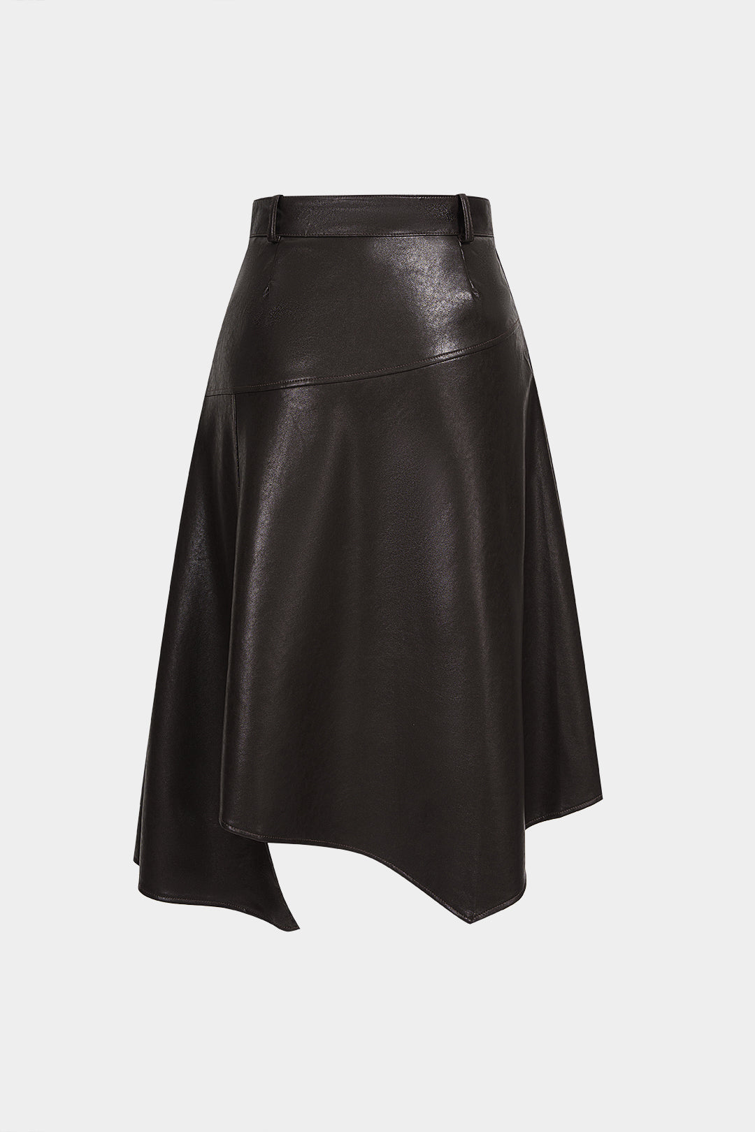 Leren-look patchwork rok met kant en riem
