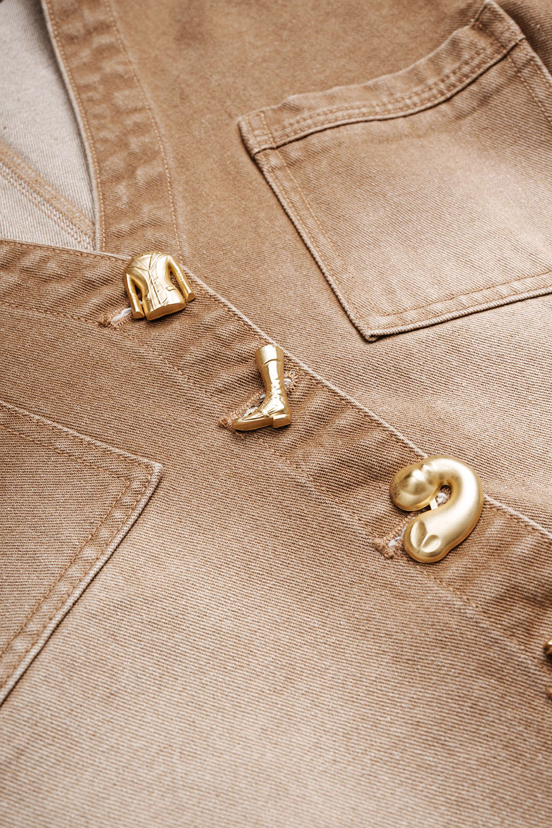 Denim metallic jasje met knoopjes en zakken