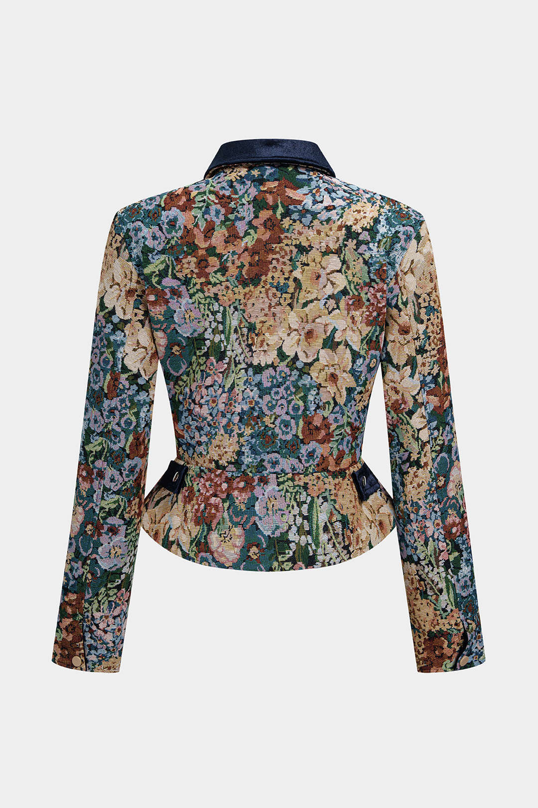 Jacquard patchwork jasje met revers en rits