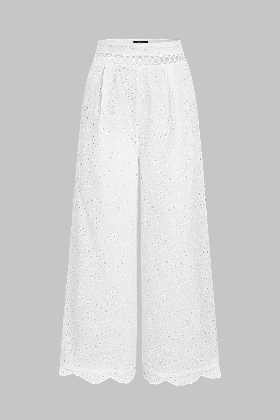 Jacquard broek met uitsnijding en wijde pijpen