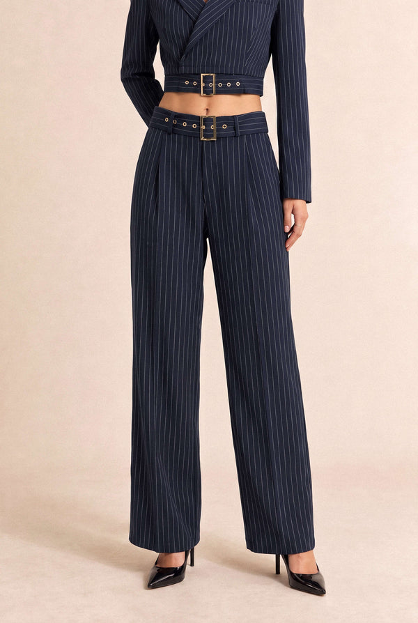 Gestreepte broek met riem