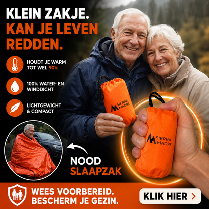 SOS Noodslaapzak - Houdt tot 90% van je lichaamswarmte vast in noodsituaties