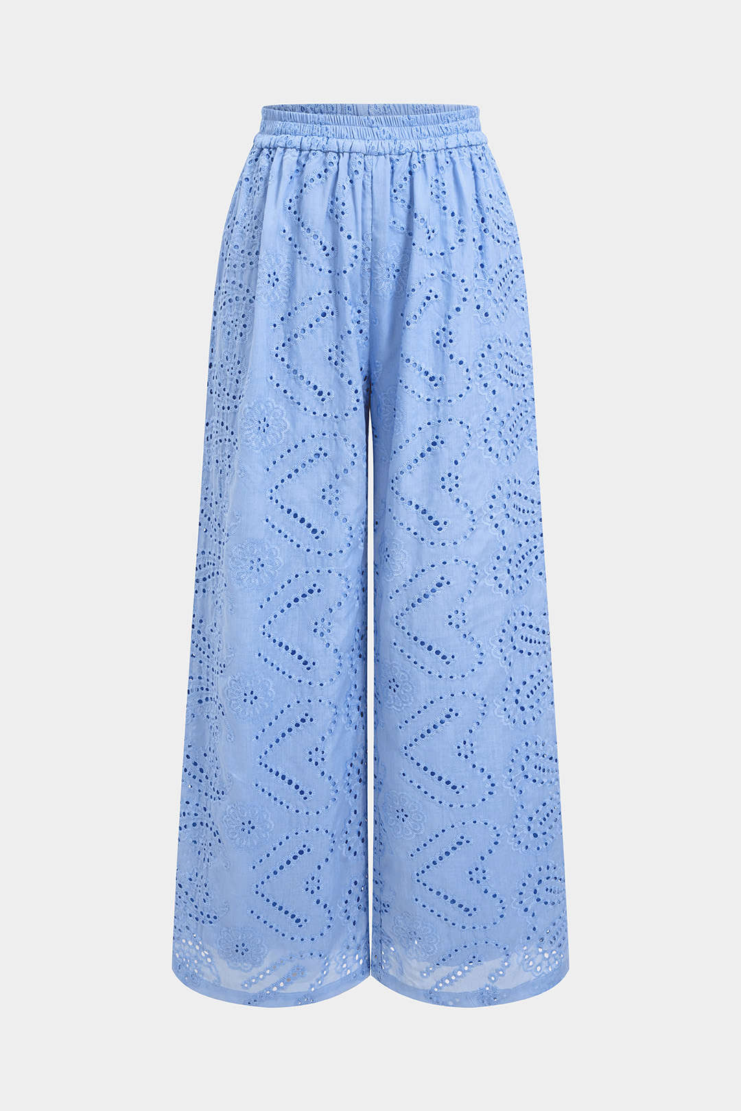 Uma - Broek met opengewerkt detail en wijde pijpen