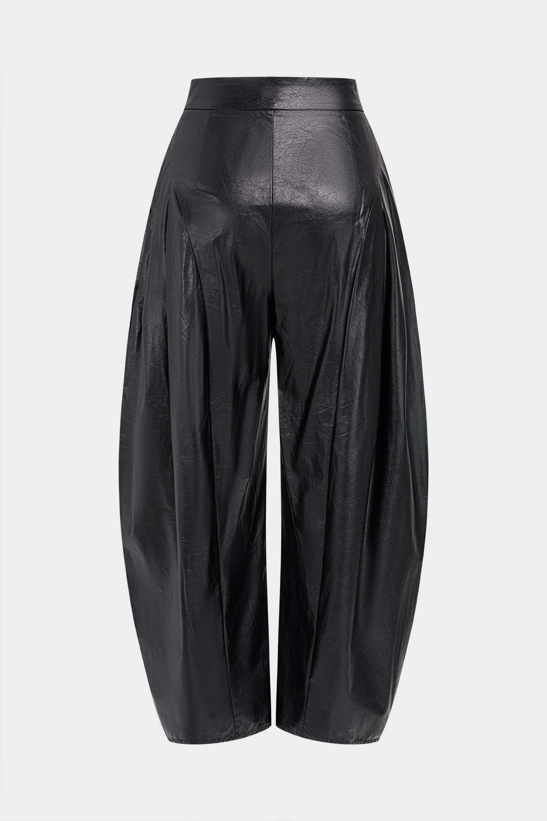 Leren-look metallic broek met ruches