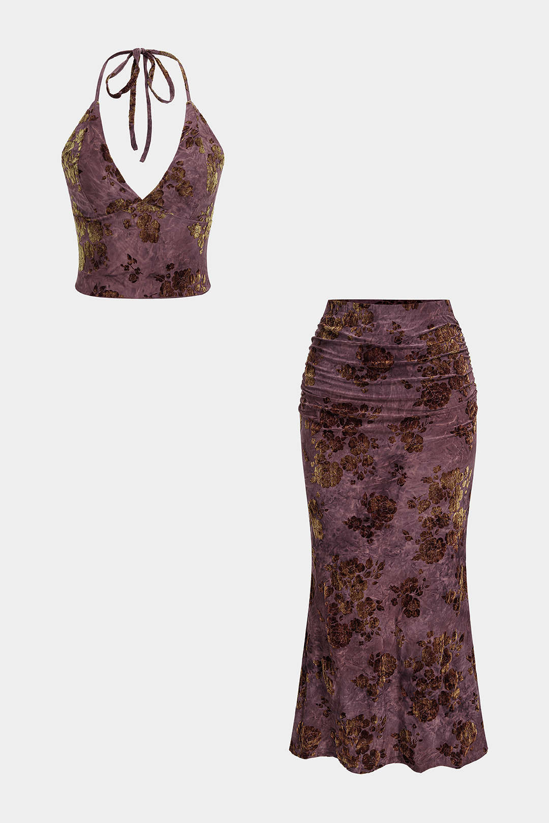 Bloemenprint set met top en blouse