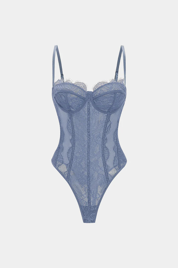 Mesh patchwork bustier korset bodysuit